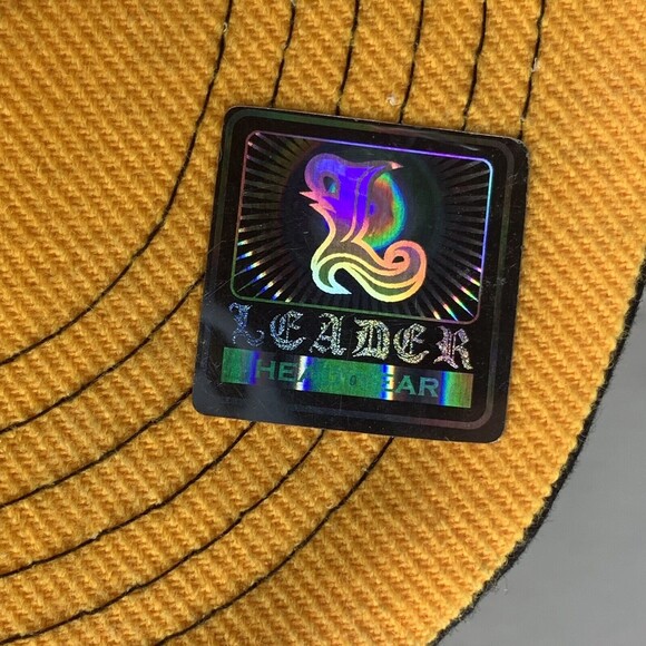 Leader In Headwear Yellow Black Skull Fitted Cap Holographic Sticker Size XXS - Picture 4 of 15